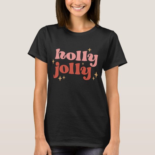 Holly Jolly Christmas Groovy Retro T-Shirt (Vorderseite)