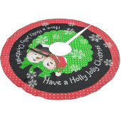 Holly Jolly Christmas Holiday Tree Skirt Polyester Weihnachtsbaumdecke (Schrägansicht)