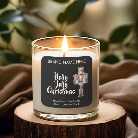 Holly Jolly Christmas | Modern Candle Labels Quadratischer Aufkleber