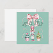 Holly Jolly Christmas Nutcracker Coquette Preppy Feiertagskarte (Vorne/Hinten)