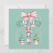 Holly Jolly Christmas Nutcracker Coquette Preppy Feiertagskarte (Vorderseite)