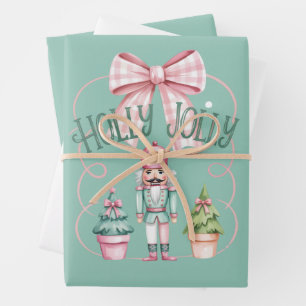 Holly Jolly Christmas Nutcracker Coquette Preppy Geschenkpapier Set