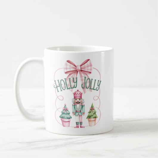 Holly Jolly Christmas Nutcracker Coquette Preppy Kaffeetasse (Links)