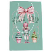 Holly Jolly Christmas Nutcracker Coquette Preppy Mittlere Geschenktüte (Vorderseite)