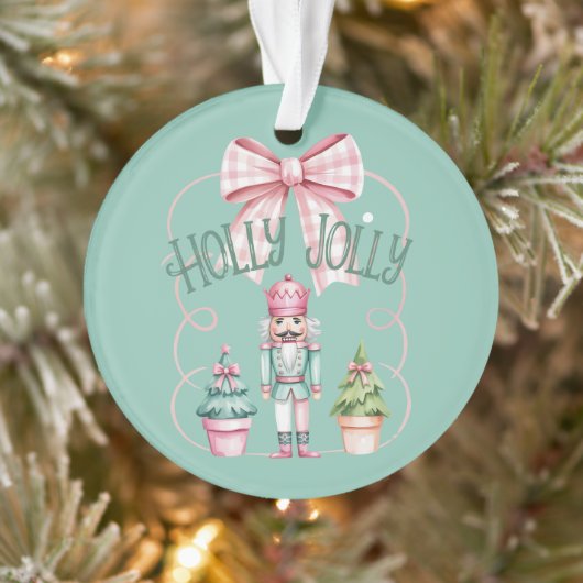 Holly Jolly Christmas Nutcracker Coquette Preppy Ornament (Baum)