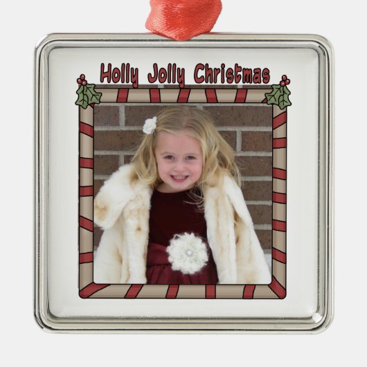 Holly Jolly Christmas Ornament Aus Metall (Vorne)