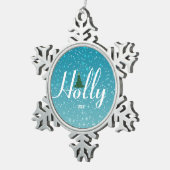 Holly Jolly Christmas Ornament, Custom Schneeflocken Zinn-Ornament (Rechts)