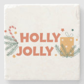Holly Jolly Christmas Party Steinuntersetzer (Vorderseite)