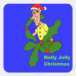 Holly Jolly Christmas Quadratischer Aufkleber