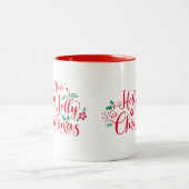 Holly Jolly Christmas Red Script Holiday Zweifarbige Tasse (Mittel)