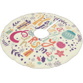 Holly Jolly Christmas Retro Wreath Polyester Weihnachtsbaumdecke (Schrägansicht)