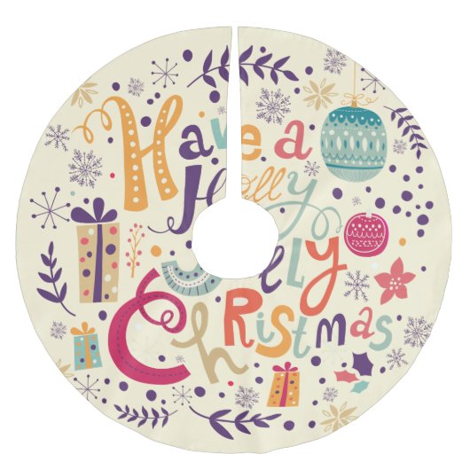 Holly Jolly Christmas Retro Wreath Polyester Weihnachtsbaumdecke (Vorderseite)