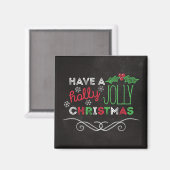 Holly Jolly Christmas Rustic Chalkboard Magnet (Vorderseite/Rückseite)