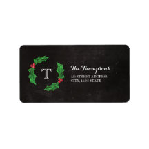 Holly Jolly Christmas Rustic Chalkboard Monogram