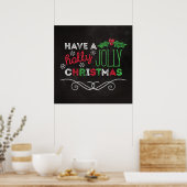 Holly Jolly Christmas Rustic Chalkboard Poster (Küche)