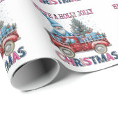 Holly Jolly Christmas Santa Truck Geschenk Geschenkpapier (Rolleneckpunkt)