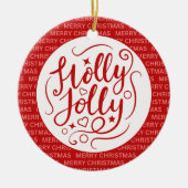 Holly Jolly Christmas Script Family Foto Red Keramik Ornament (Vorne)