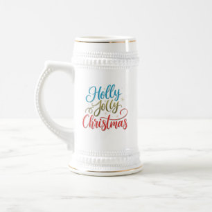 Holly Jolly Christmas Stein - 22 oz Festive Tasse
