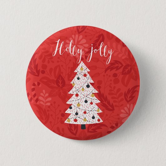Holly Jolly Christmas Tree Illustration A Holly Button (Vorderseite)