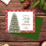 Holly Jolly Christmas Tree Karierte Weihnachten<br><div class="desc">Dieses traditionelle Design besticht durch einen schneebedeckten Weihnachtsbaum mit Lichtern auf kariertem Hintergrund. Klicken Sie auf die Schaltfläche Anpassen, um den Text und die Grafik flexibler zu gestalten! Variationen dieses Designs sowie der Koordinationsprodukte sind in unserem Shop, zazzle.com/store/doodlelulu, erhältlich. Kontaktieren Sie uns, wenn Sie dieses Design für ein bestimmtes Produkt...</div>