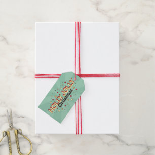 Holly Jolly Christmas Vintager 3D-Text Geschenkanhänger