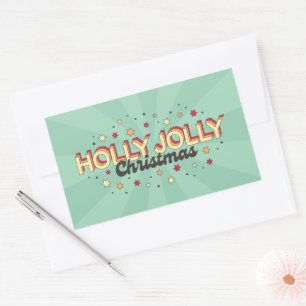 Holly Jolly Christmas Vintager 3D-Text Rechteckiger Aufkleber
