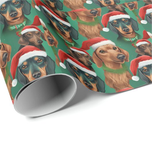 Holly Jolly Dackeln nahtlose Muster Geschenkpapier (Rolleneckpunkt)