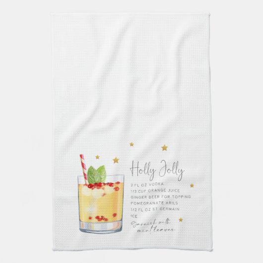 Holly Jolly Drink Holiday Weihnachten Rezept Geschirrtuch (Vertikal)