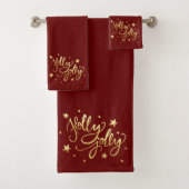 Holly Jolly | Elegante Gold Imitate Foil Script Badhandtuch Set (Insitu)