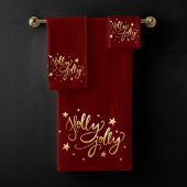 Holly Jolly | Elegante Gold Imitate Foil Script Badhandtuch Set