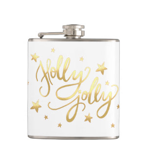 Holly Jolly   Elegante Gold Imitate Foil Script Flachmann