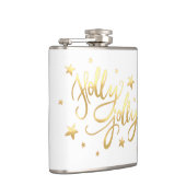 Holly Jolly | Elegante Gold Imitate Foil Script Flachmann (Rechts)