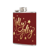 Holly Jolly | Elegante Gold Imitate Foil Script Flachmann (Links)