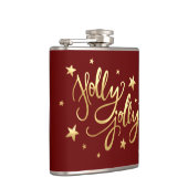 Holly Jolly | Elegante Gold Imitate Foil Script Flachmann (Rechts)