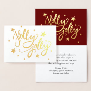 Holly Jolly   Elegante Gold Imitate Foil Script Folienkarte