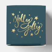 Holly Jolly | Elegante Gold Imitate Foil Script Geschenkschachtel (Oben)