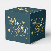 Holly Jolly | Elegante Gold Imitate Foil Script Geschenkschachtel (Rückseite)