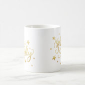 Holly Jolly | Elegante Gold Imitate Foil Script Kaffeetasse (Mittel)
