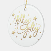 Holly Jolly | Elegante Gold Imitate Foil Script Keramik Ornament (Links)