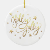 Holly Jolly | Elegante Gold Imitate Foil Script Keramik Ornament (Hinten)