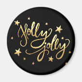 Holly Jolly | Elegante Gold Imitate Foil Script Magnet (Vorne)
