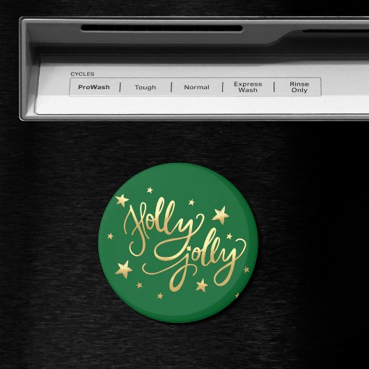 Holly Jolly | Elegante Gold Imitate Foil Script Magnet