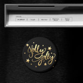 Holly Jolly | Elegante Gold Imitate Foil Script Magnet