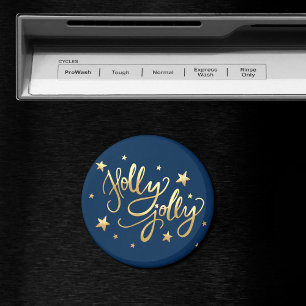 Holly Jolly Elegante Gold Imitate Foil Script Magnet