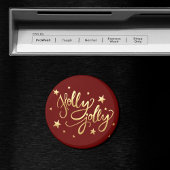 Holly Jolly | Elegante Gold Imitate Foil Script Magnet