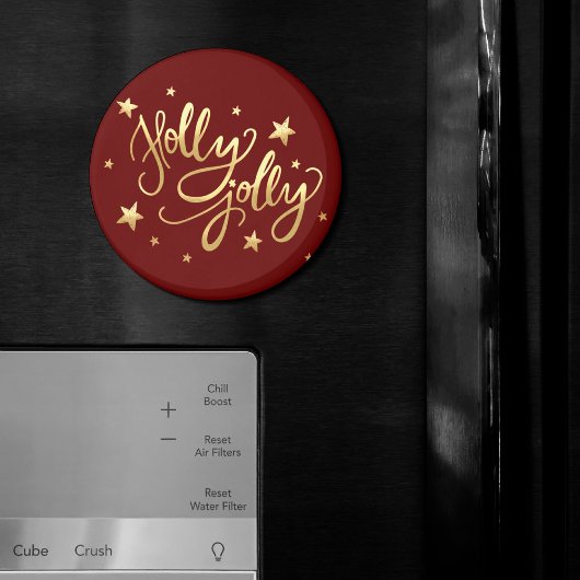 Holly Jolly | Elegante Gold Imitate Foil Script Magnet