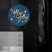 Holly Jolly | Elegante Gold Imitate Foil Script Magnet
