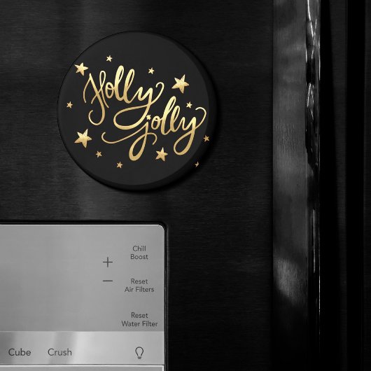Holly Jolly | Elegante Gold Imitate Foil Script Magnet