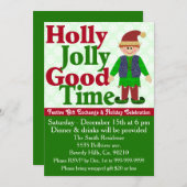 Holly Jolly Elf Gift Exchange Einladung (Vorne/Hinten)