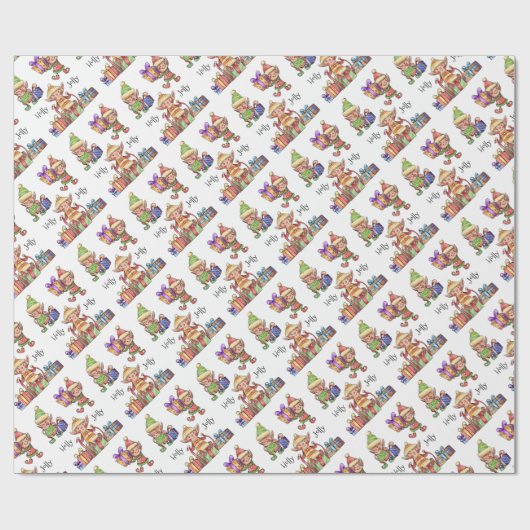 Holly Jolly Elves Geschenkpapier (Flach)